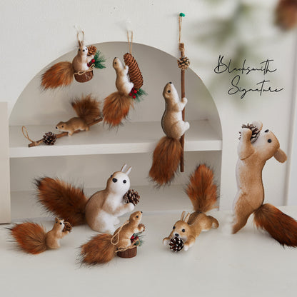 🐿️Коледна декорация: Реалистична украса с катерици – Перфектна за коледни елхи, търговски центрове, кафенета и креативни сцени!🎄