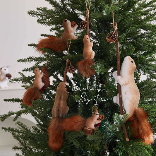 🐿️Коледна декорация: Реалистична украса с катерици – Перфектна за коледни елхи, търговски центрове, кафенета и креативни сцени!🎄