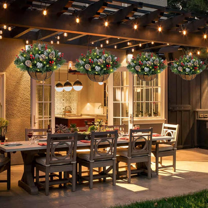 🎄Гореща коледна разпродажба🏆Предварително осветена изкуствена коледна висяща кошница